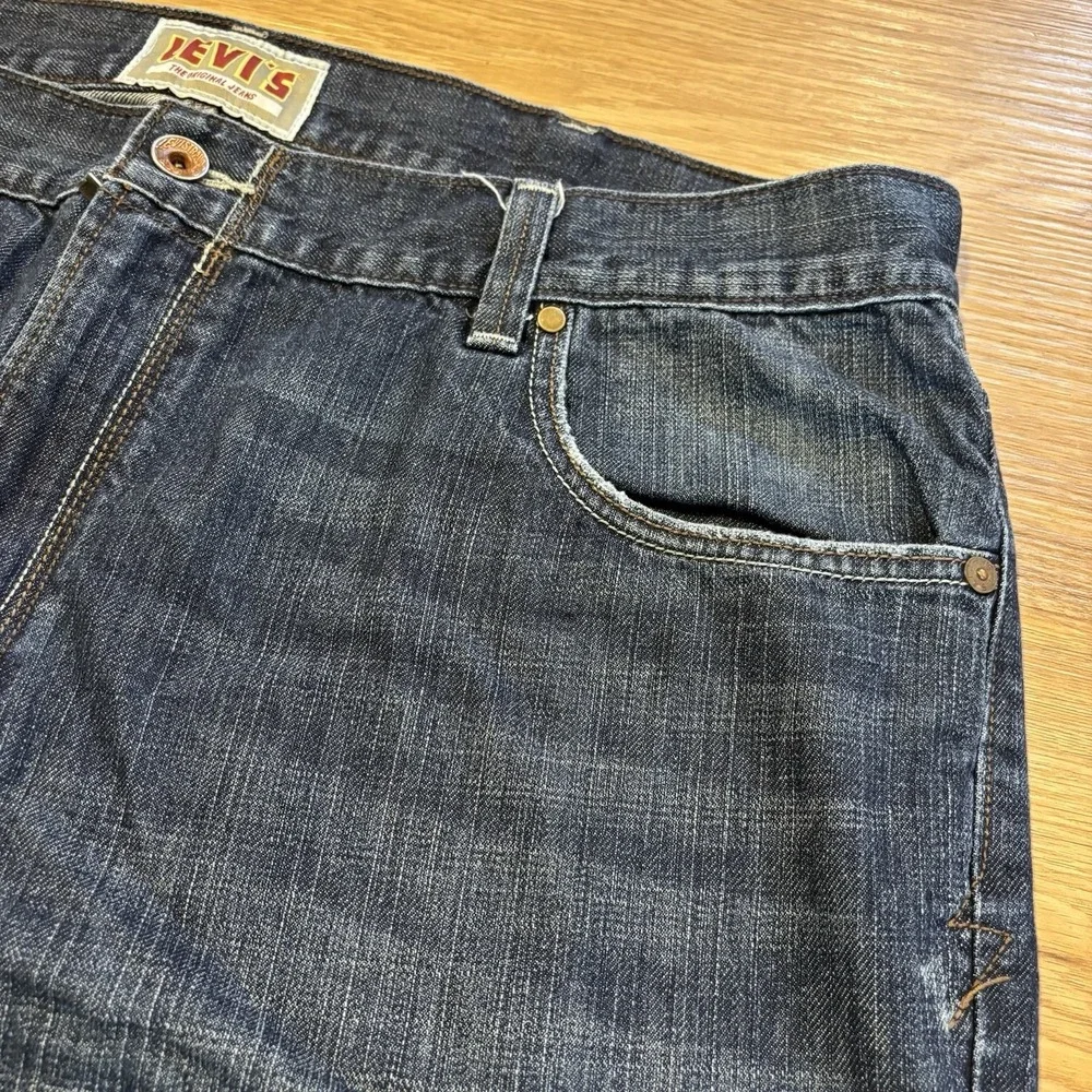Levis Ramp Flat Front Jean Shorts Men's 42 Relaxed Blue Denim Flap Pockets Y2K